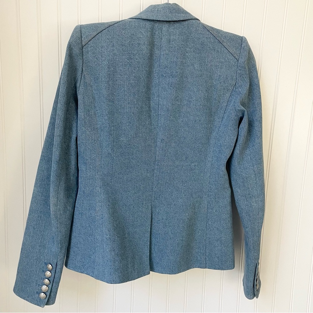 Veronica Beard Caden Dickey Jacket Denim Blue Size 2 Silver Crest Buttons - Picture 9 of 9